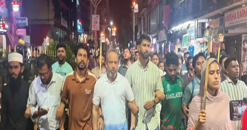 হবিগঞ্জে এনসিপি নেতাদের ওপর হামলার প্রতিবাদে সিলেটে মশাল মিছিল