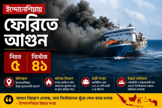 ইন্দোনেশিয়ায় ফেরিতে আগুন!!