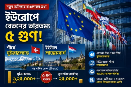 ইউরোপে বেতনের তারতম্য ৫ গুণ: শীর্ষে সুইজারল্যান্ড, ইইউতে লাক্সেমবার্গ
