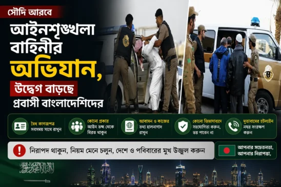 সৌদি আরবে আইনশৃঙ্খলা বাহিনীর অভিযান, উদ্বেগ বাড়ছে প্রবাসী বাংলাদেশিদের
