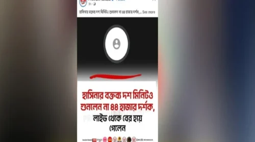 হাসিনার বক্তব্য চলাকালে লাইভ থেকে বেরিয়ে গেলেন ৪৪ হাজার দর্শক
